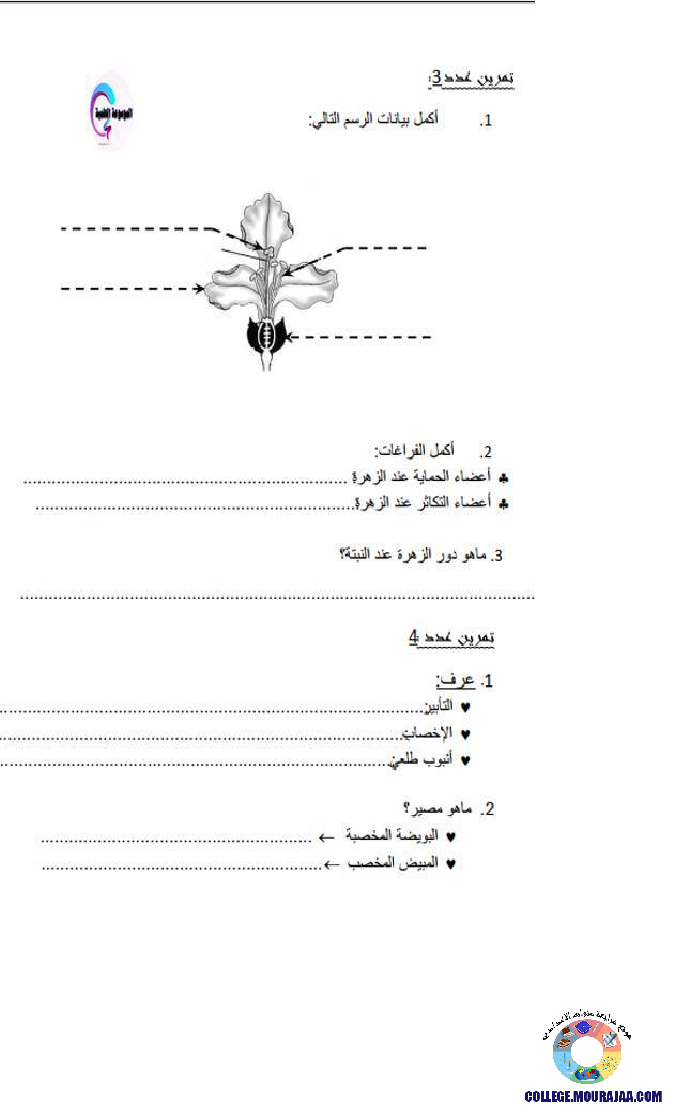 فرض مراقبة سنة الثامنة في علوم الحياة و الارض الثلاثي الثاني