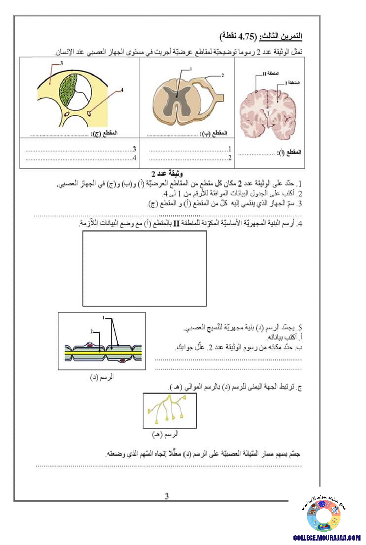 فرض تأليفي سنة التاسعة في علوم الحياة و الارض الثلاثي الأول