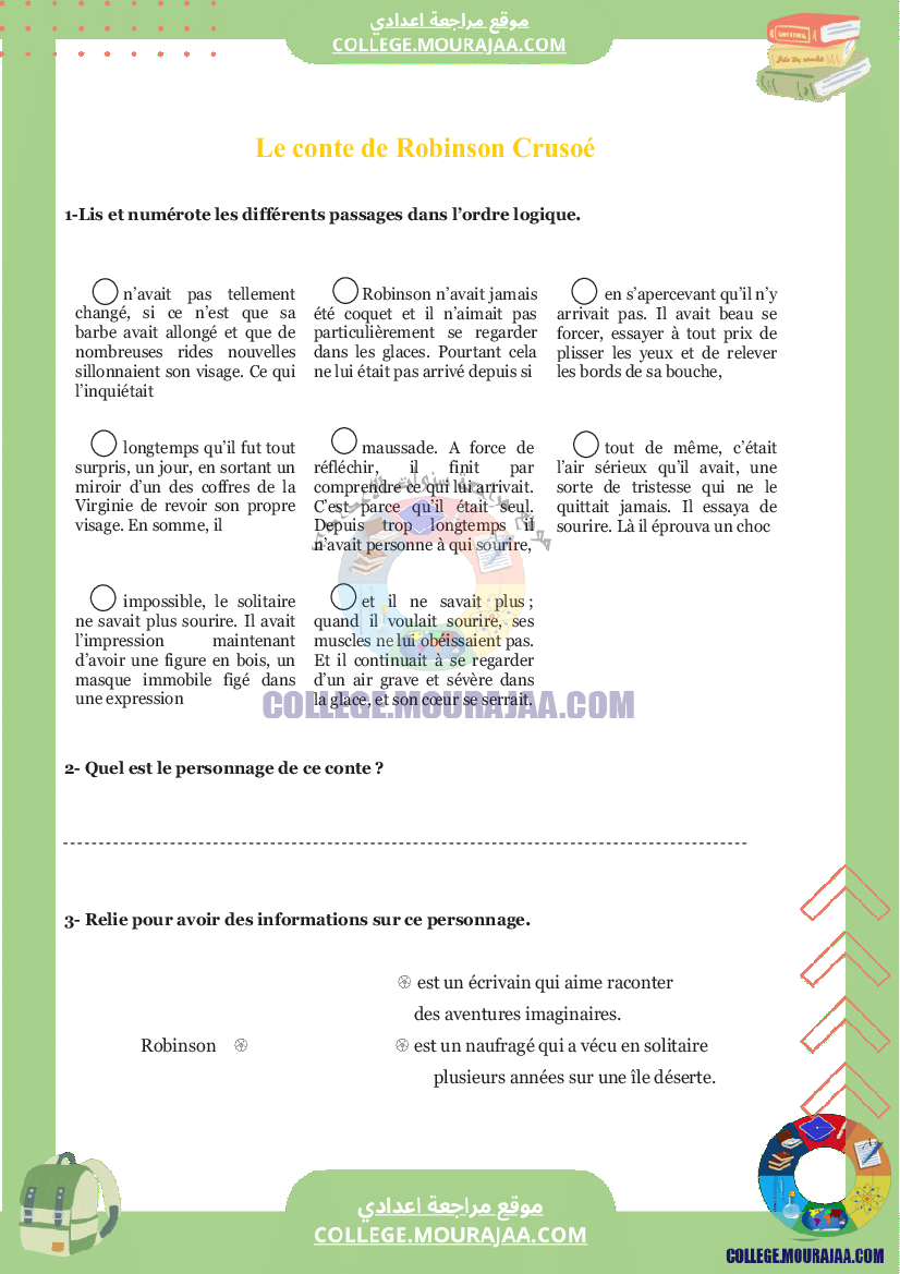 Module de prerequis conte de robinson cruseo