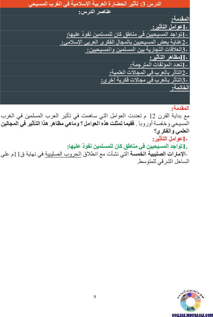 تأثير الحضارة العربية الإسلامية في الغرب المسيح
