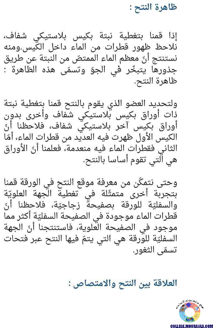 حاجة النبات الاخضر الى الماء
