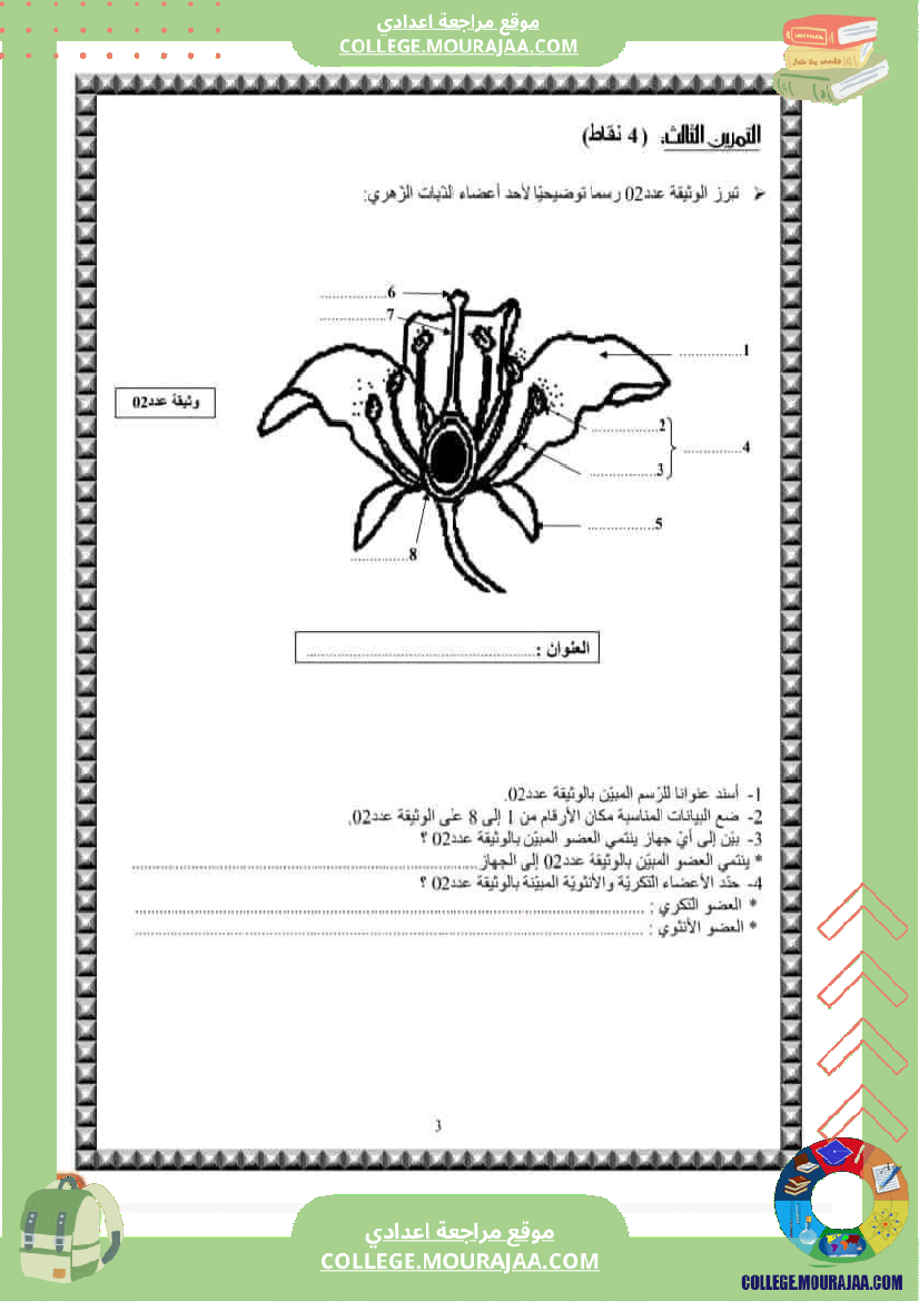 سابعة أساسي علوم الحياة و الأرض فرض تاليفي عدد 2 مع الاصلاح