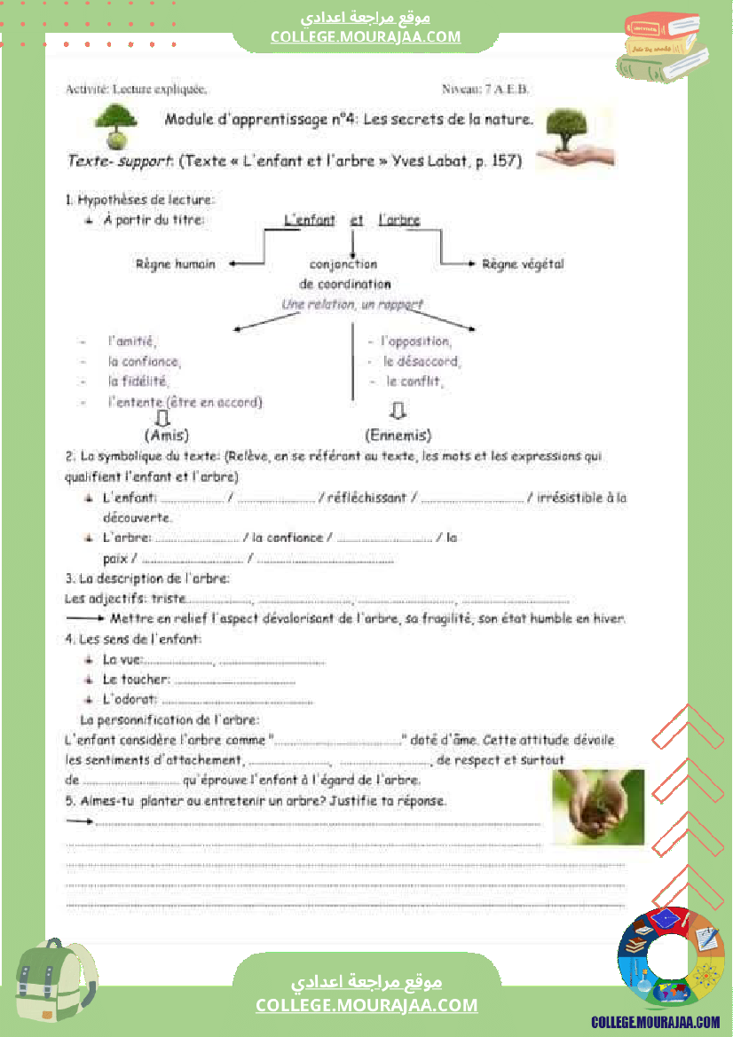 7 eme francais module n 4 les secrets de la nature cours exercices corriges