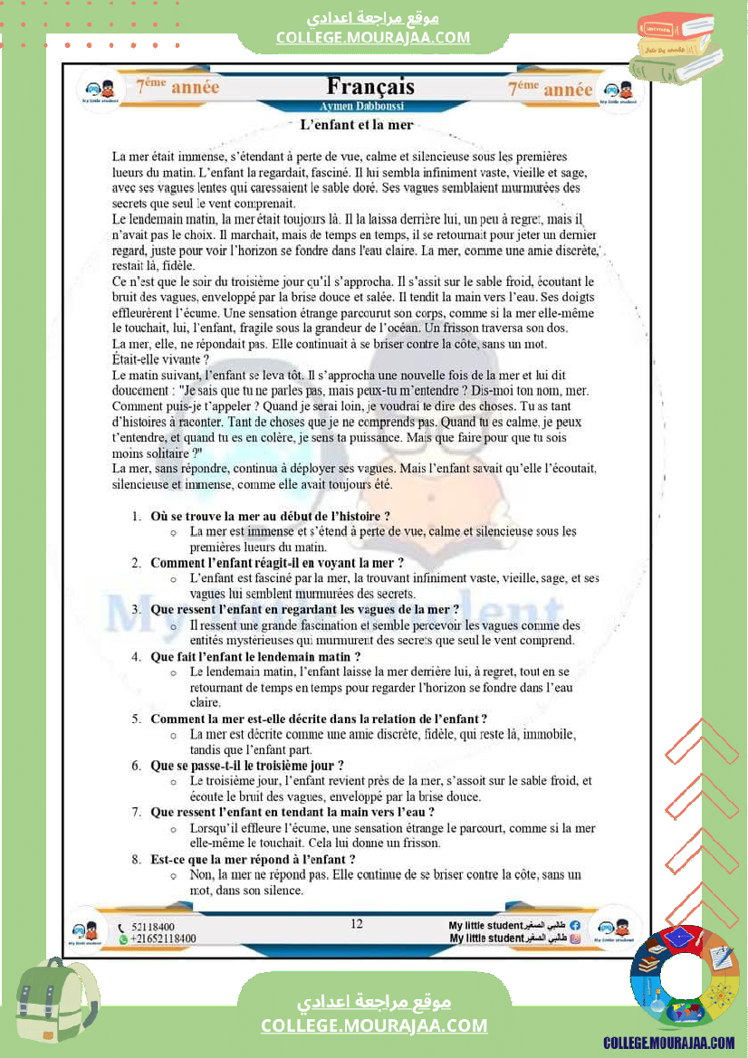 7eme evaluations en lecture modules 3 et 4