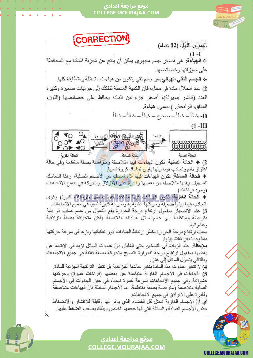 فرض مراقبة عدد 2 فيزياء سنة الثامنة مع الاصلاح