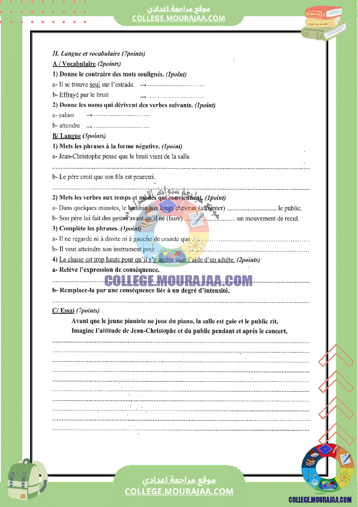 devoir_synthese_3_francais_9eme_annee_correction
