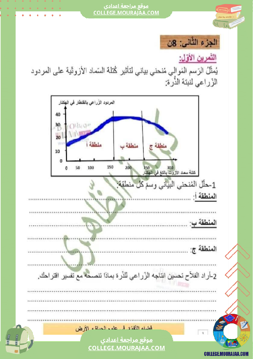 فرض تأليفي الثامنة علوم الحياة و الارض الثلاثي الأول مع الإصلاح