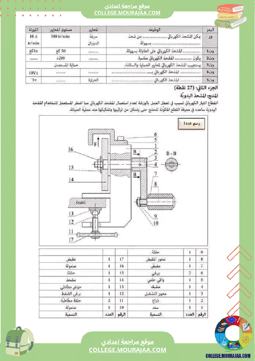 فرض تأليفي الثامنة التربية التكنولوجية الثلاثي الأول