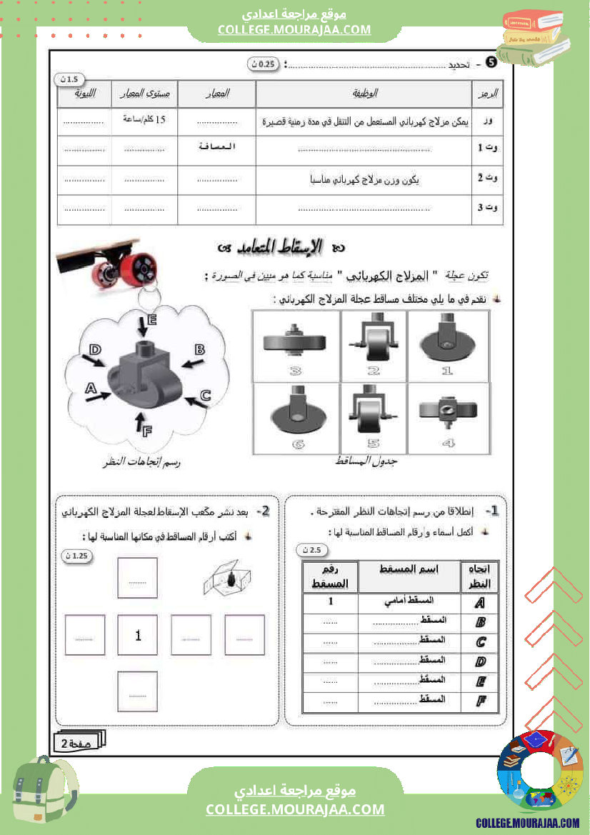 فرض تأليفي الثامنة في التربية التكنولوجية الثلاثي الأول