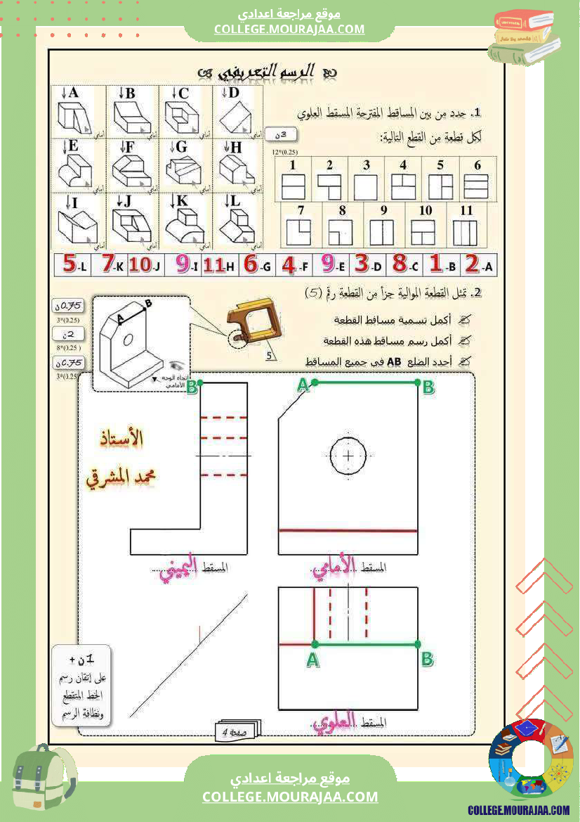 فرض تأليفي الثامنة في التربية التكنولوجية الثلاثي الأول مع الإصلاح
