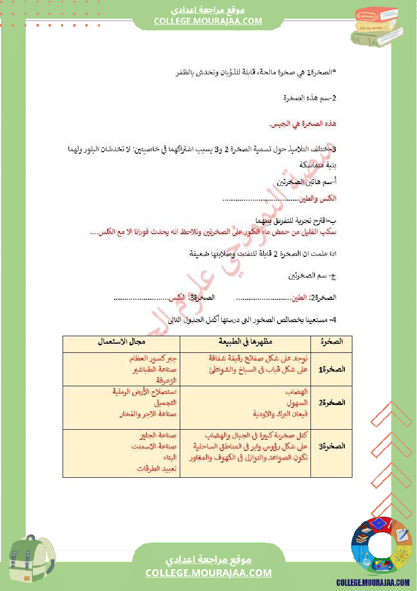 فرض تأليفي السابعة علوم الحياة و الارض الثلاثي الأول مع الإصلاح