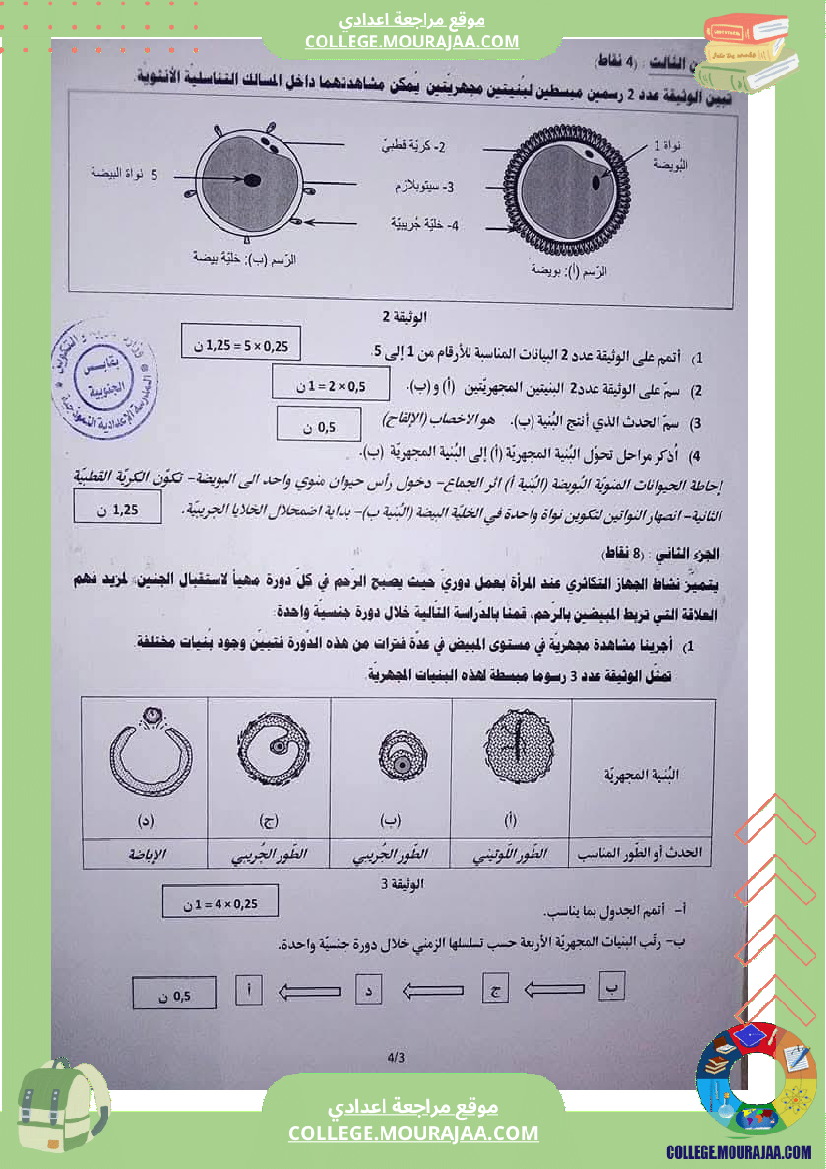 الإختبار التقييمي الموحد الفترة الثانية لتلاميذ السنوات التاسعة من التعليم الأساسي