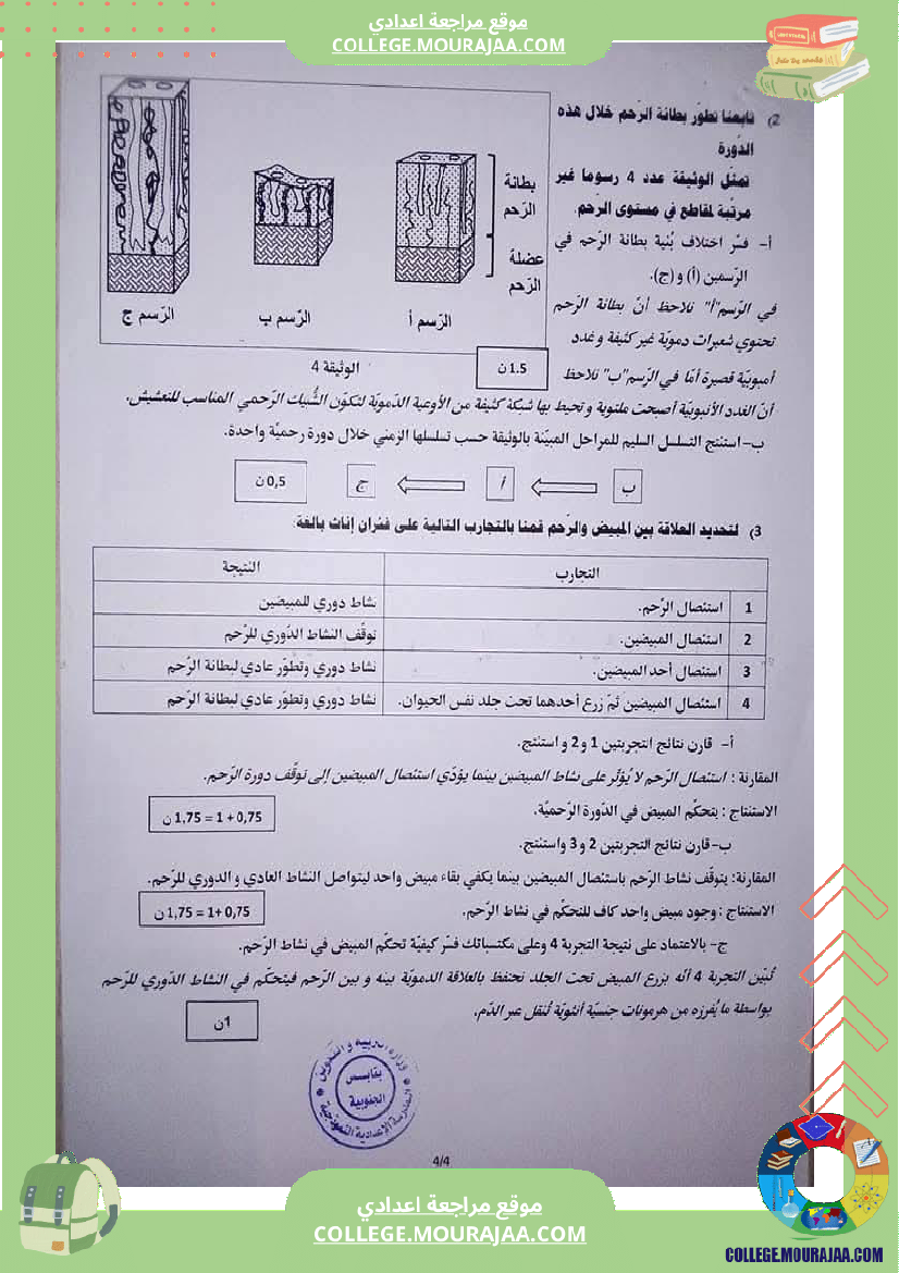 الإختبار التقييمي الموحد الفترة الثانية لتلاميذ السنوات التاسعة من التعليم الأساسي