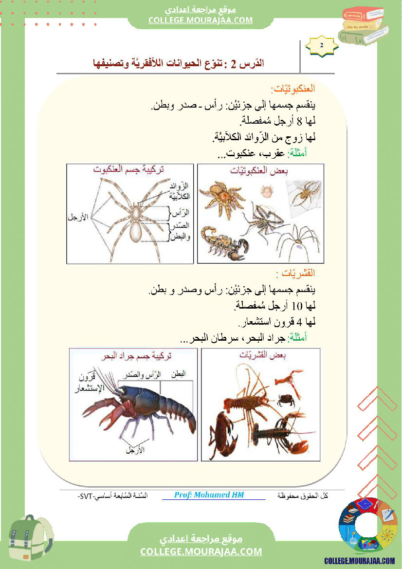 السنة السابعة مراجعة للفرض التأليفي عدد 02 في علوم الحياة والارض ملخص الدرس تمارين اصلاح