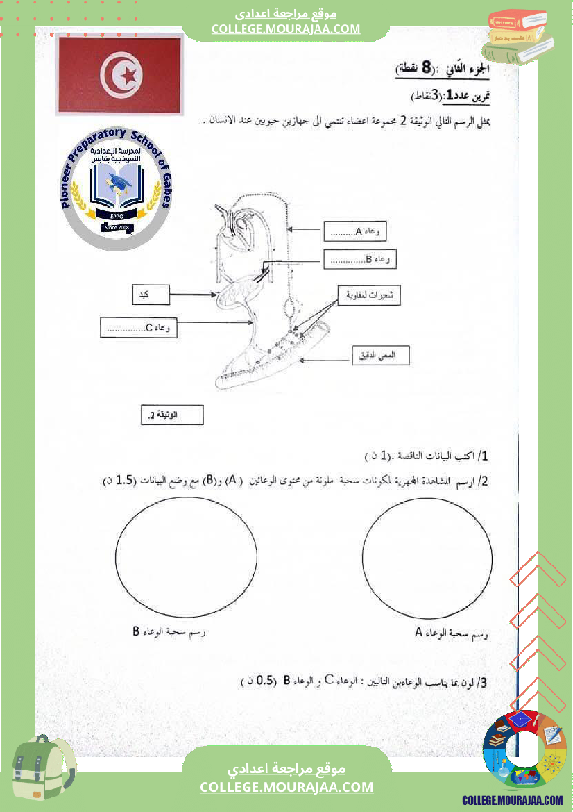 فرض تأليفي علوم الحياة والأرض للسنوات التاسعة نموذجي