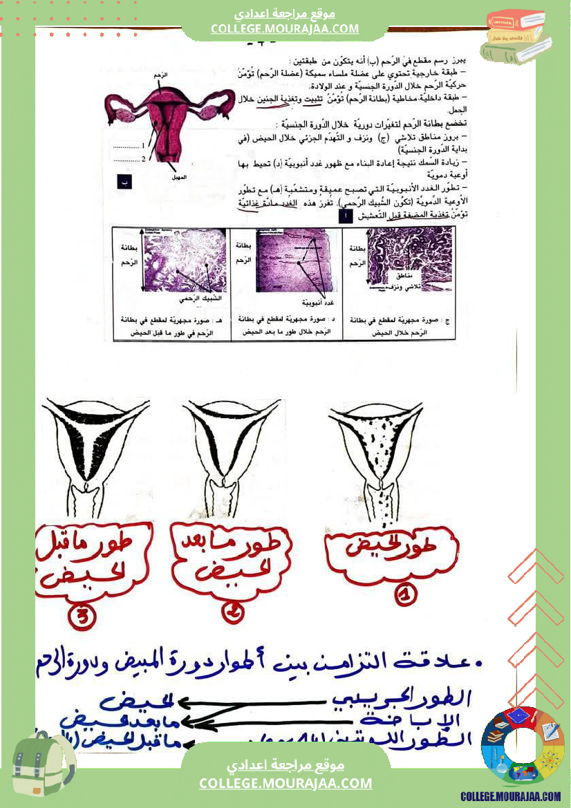 وثائق مهمة في مادة علوم الحياة والأرض للسنوات التاسعة نموذجي