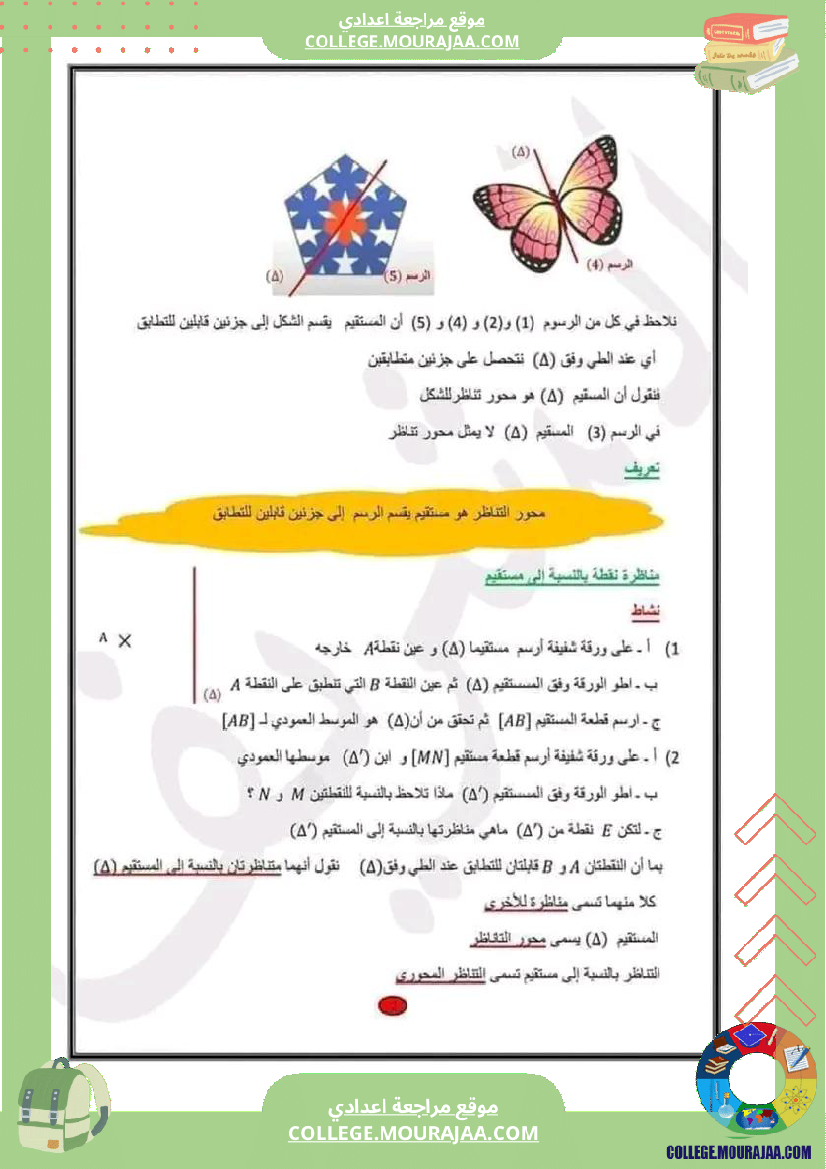 سابعة اساسي التناظر المحوري 1