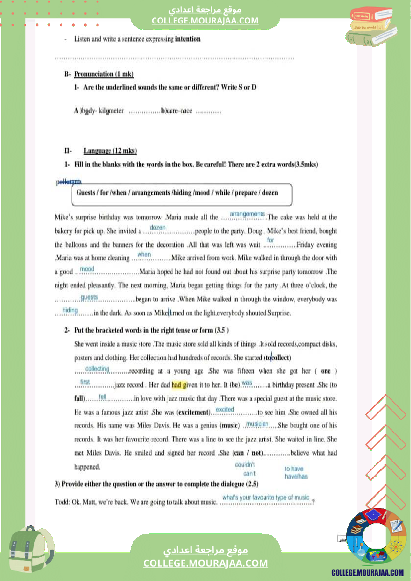 فرض_مراقبة_سنة_ثامنة_الثلاثي_الثاني_في_مادة_الإنجليزية