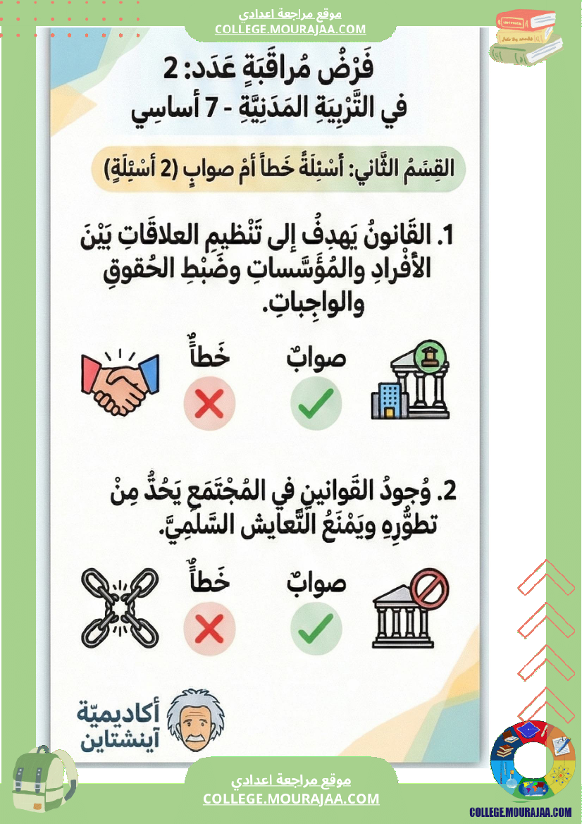 فرض مراقبة عدد 2 التربية المدنية الثلاثي الثاني