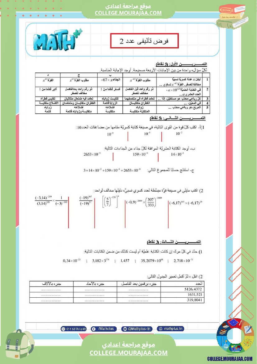 الثامنة_اساسي_math_فروض_تاليفية_عدد_2