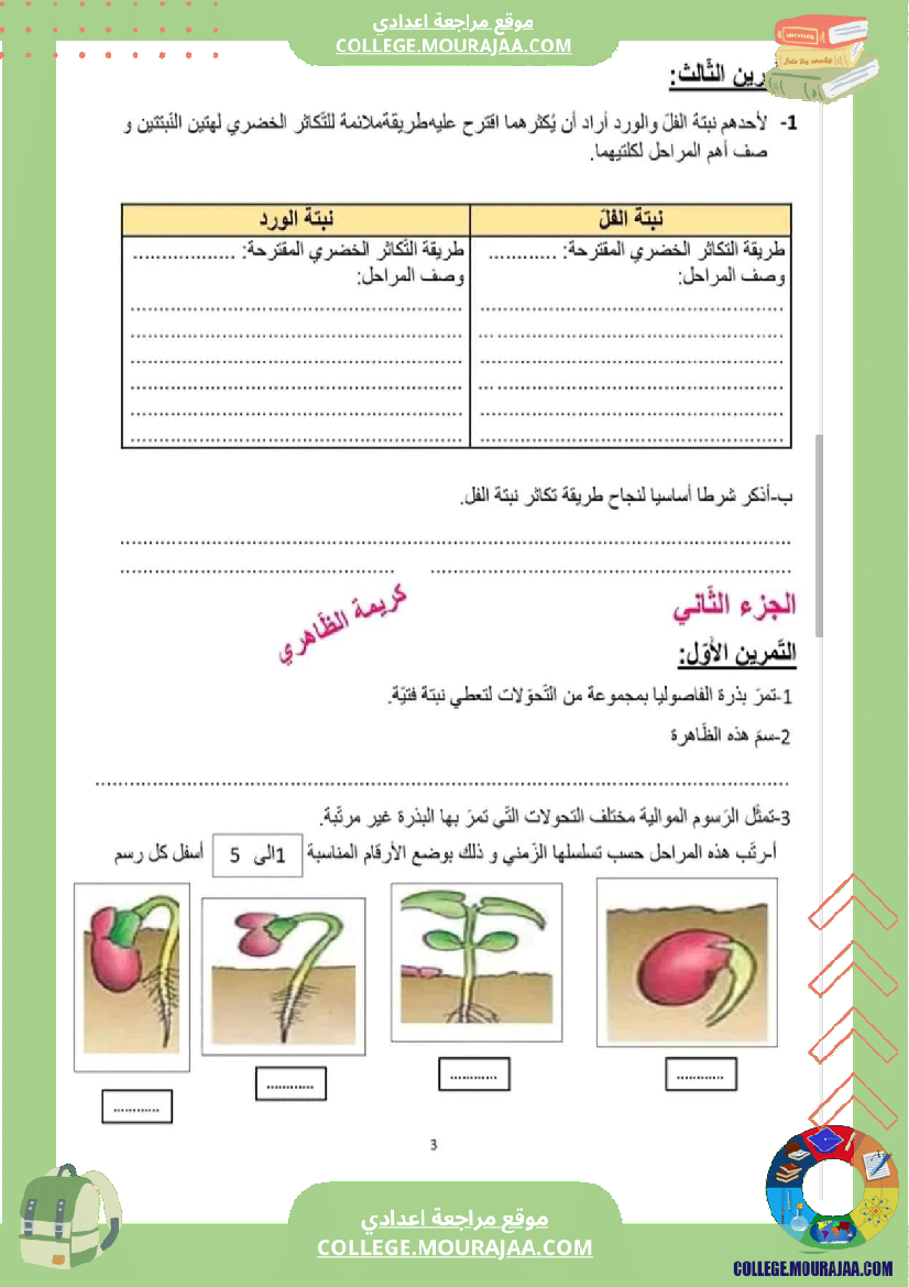 فرض تأليفي عدد 2 في علوم الحياة و الأرض للسنة ثامنة أساسي الثلاثي الثاني مع الإصلاح