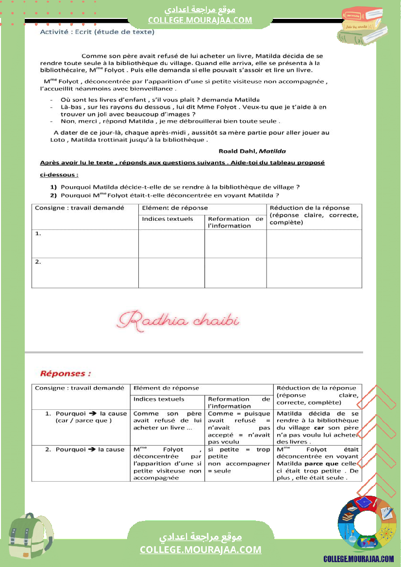 etude de texte 8 eme annee comment repondre a une question comment rediger une reponse correcte