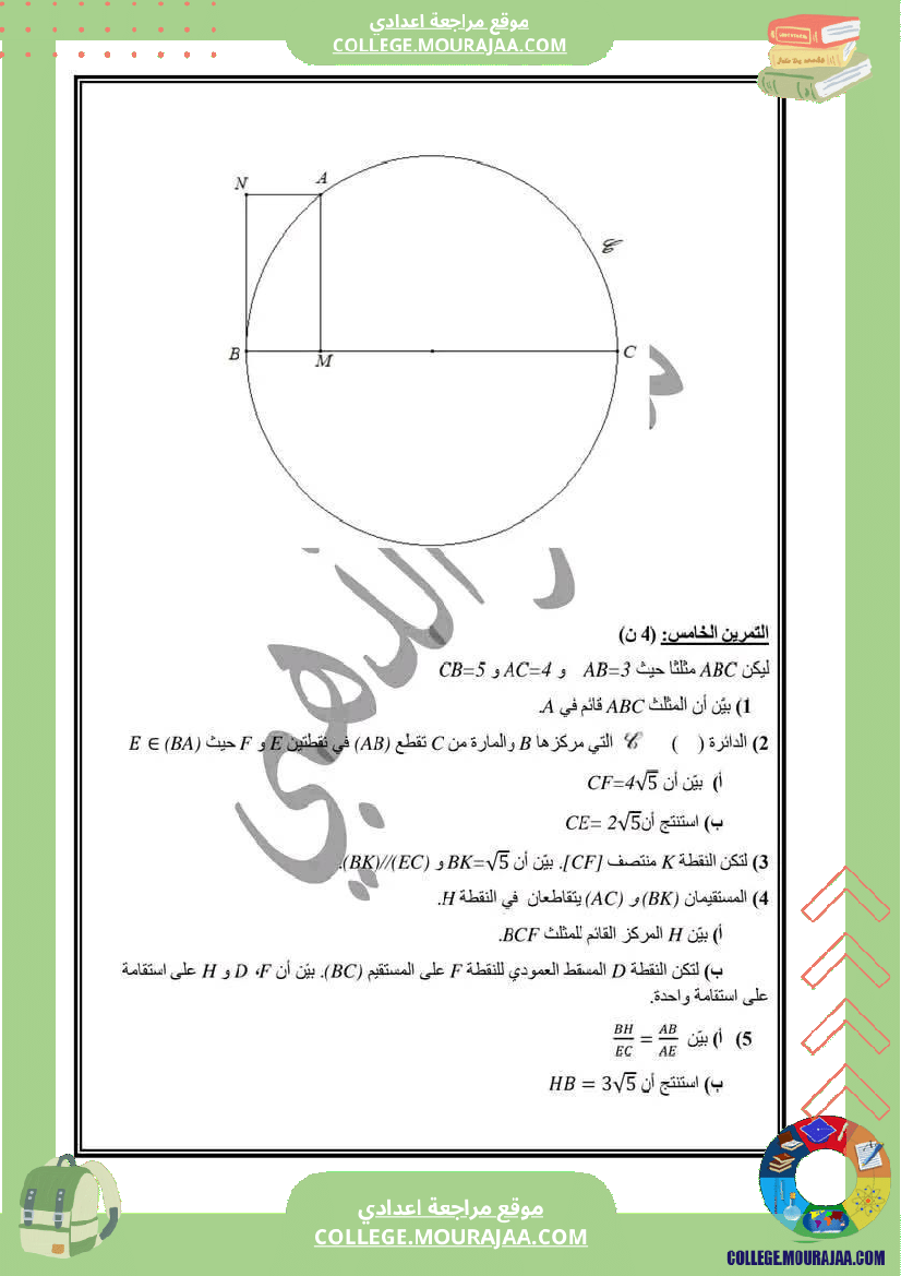 من فرض تأليفية عدد 2 من مواد مختلفة للتاسعة أساسي نموذجي