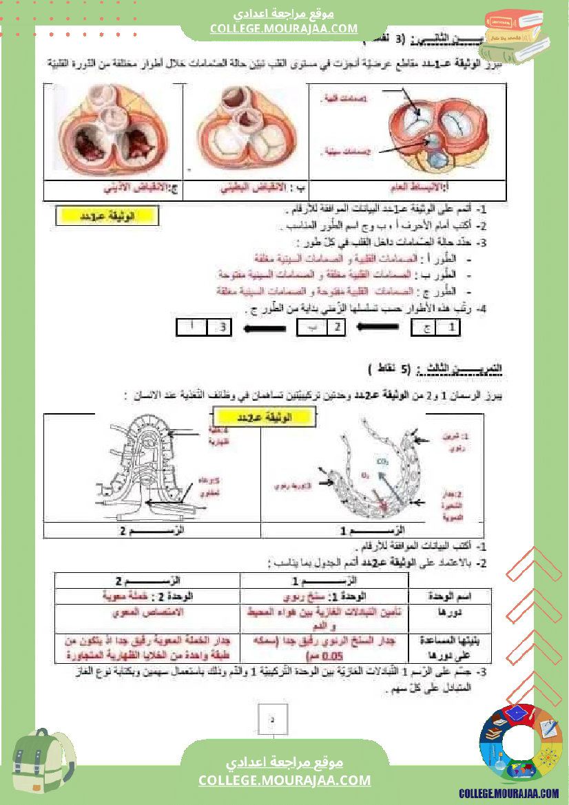 فرض تأليفي علوم الحياة والأرض عدد 2 تاسعة مع الإصلاح