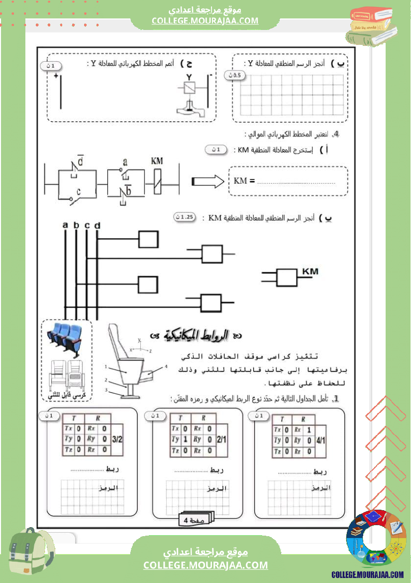 فرض تاليفي عدد 2 تكنولوجية سنة تاسعة أساسي مع الاصلاح الثلاثي الثاني 