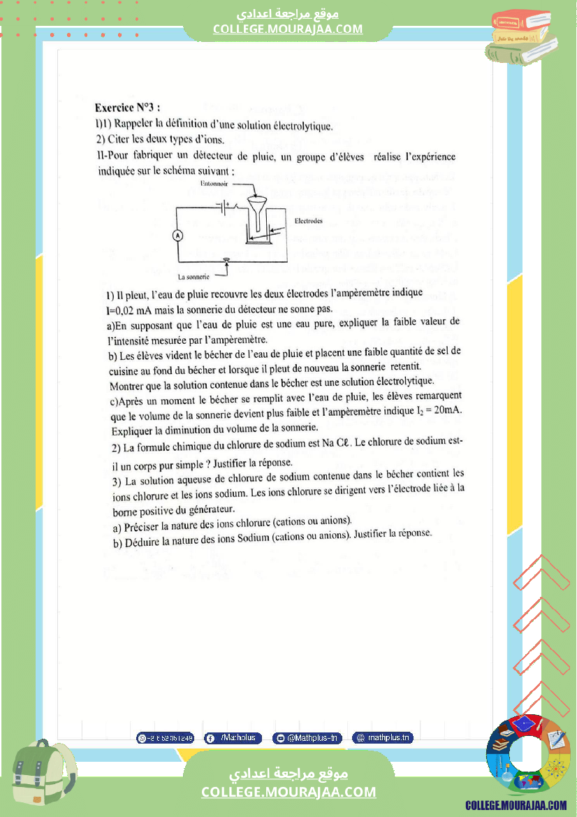 التاسعة اساسي physique pilote synthese 2 تلخيص للدروس تمارين تطبيقية فروض