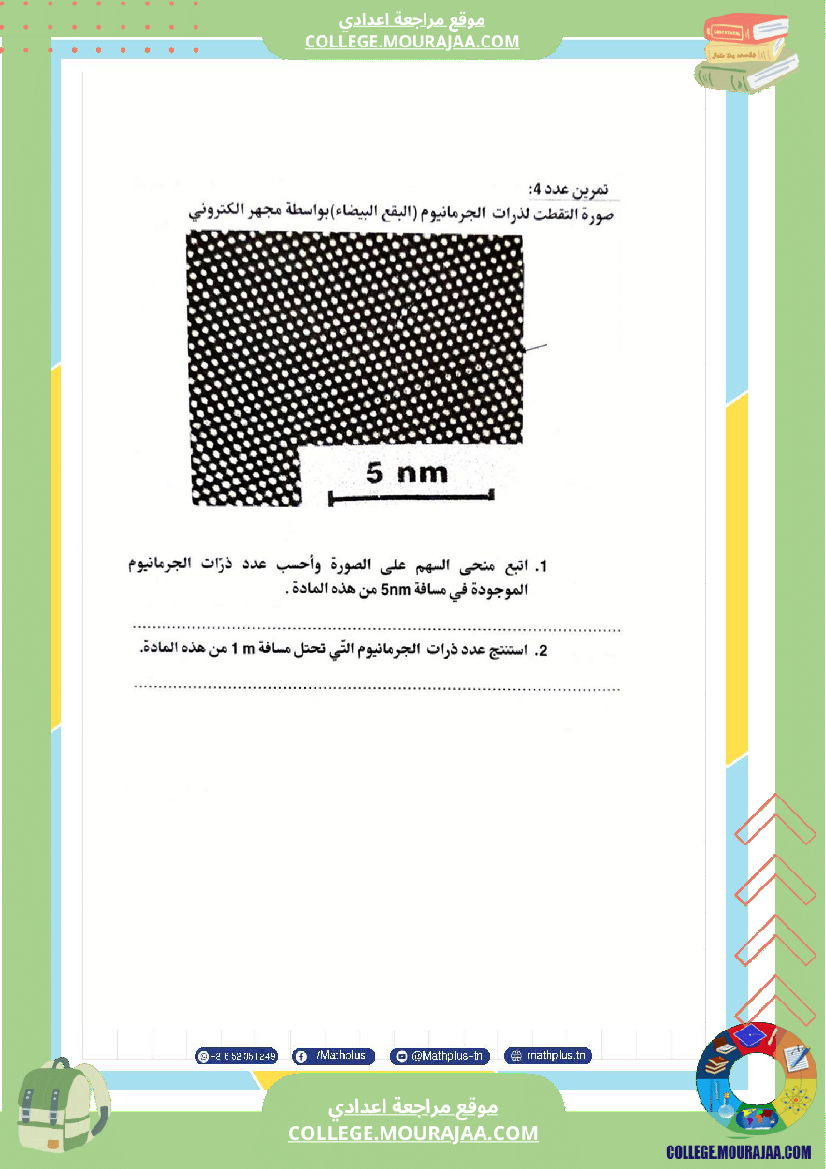 التاسعة اساسي physique استعدادا لفرض المراقبة عدد 2 تلخيص للدروس تمارين تطبيقية فروض