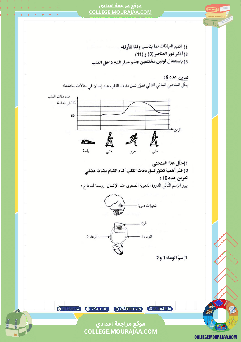 التاسعة اساسي علوم الحياة والارض الثلاثي الثاني تلخيص للدروس تمارين تطبيقية مع الاصلاح