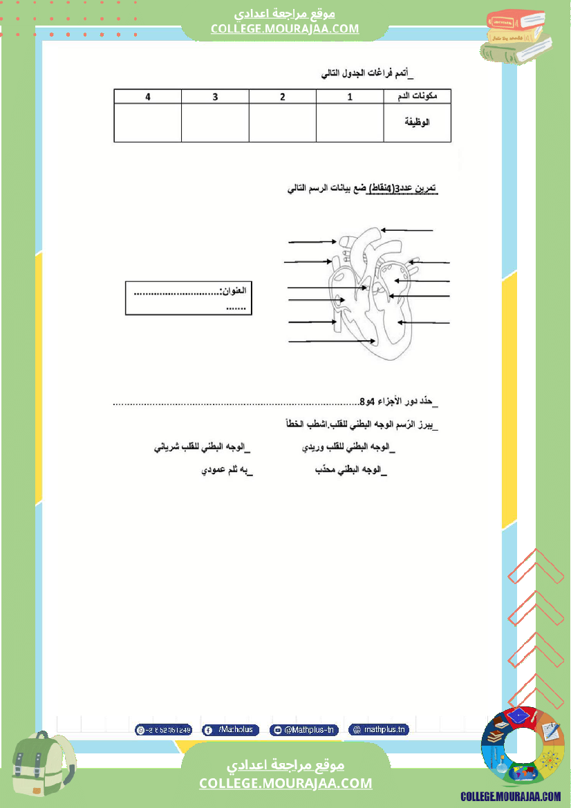 التاسعة اساسي علوم الحياة والارض الثلاثي الثاني تلخيص للدروس تمارين تطبيقية مع الاصلاح