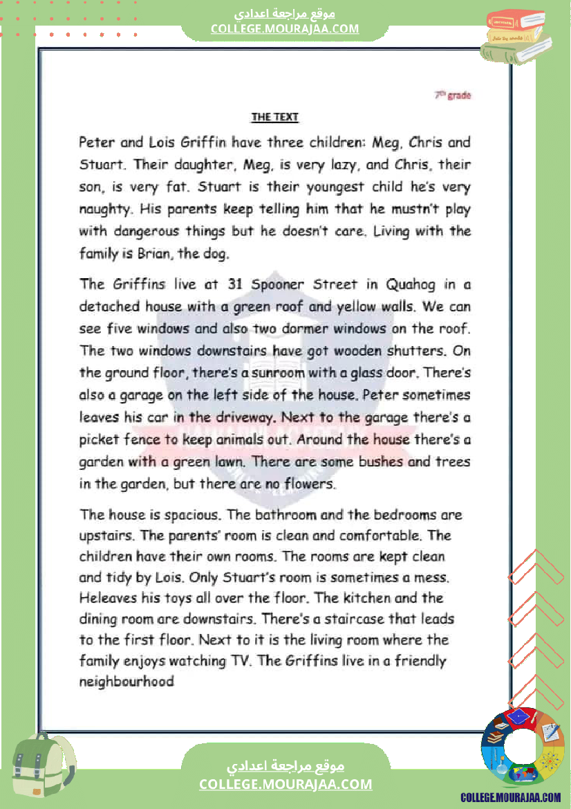 فرض تاليفي عدد 2 انقليزية سنة سابعة أساسي مع الاصلاح كثيرا