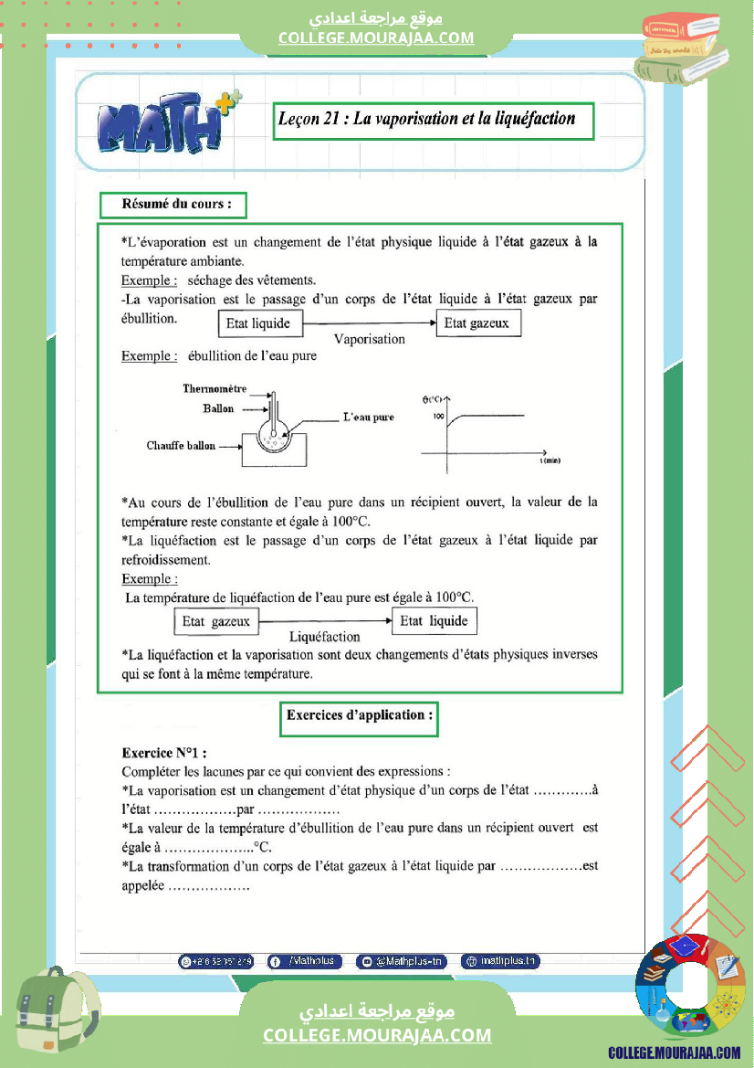 السابعة اساسي physique pilote synthese 2 تلخيص للدروس تمارين تطبيقية فروض