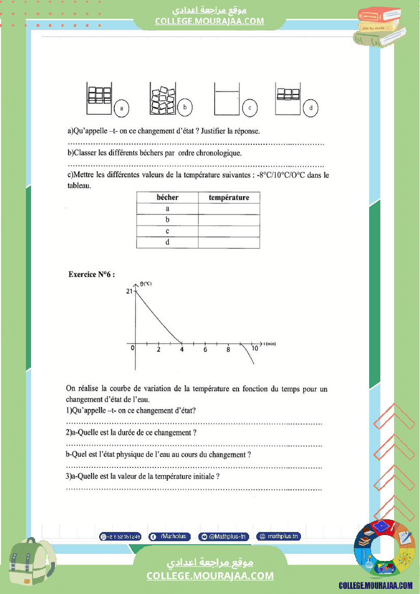 السابعة اساسي physique pilote synthese 2 تلخيص للدروس تمارين تطبيقية فروض