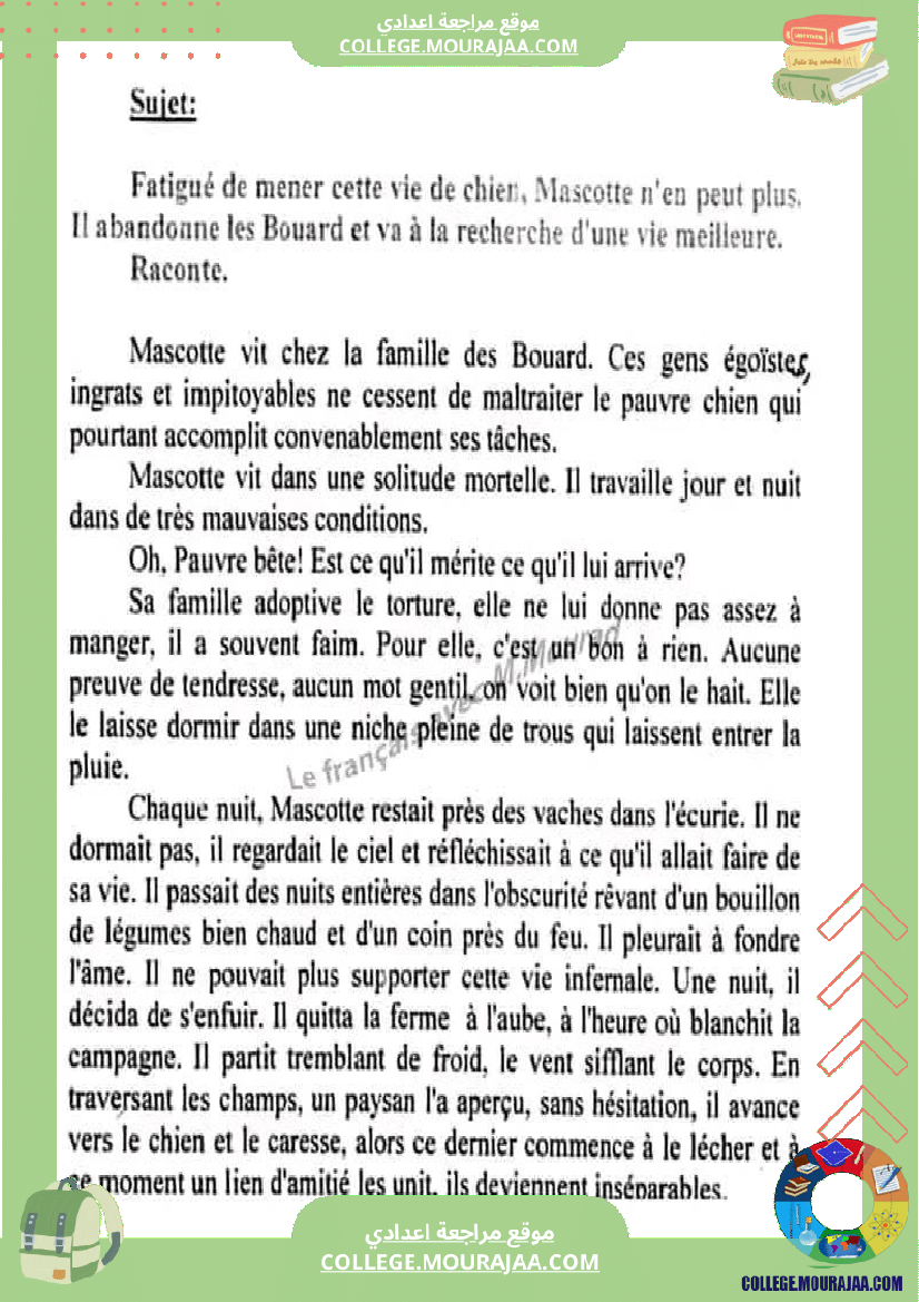 productions ecrites autres fins de mascotte le saint bernard des mers 7 eme