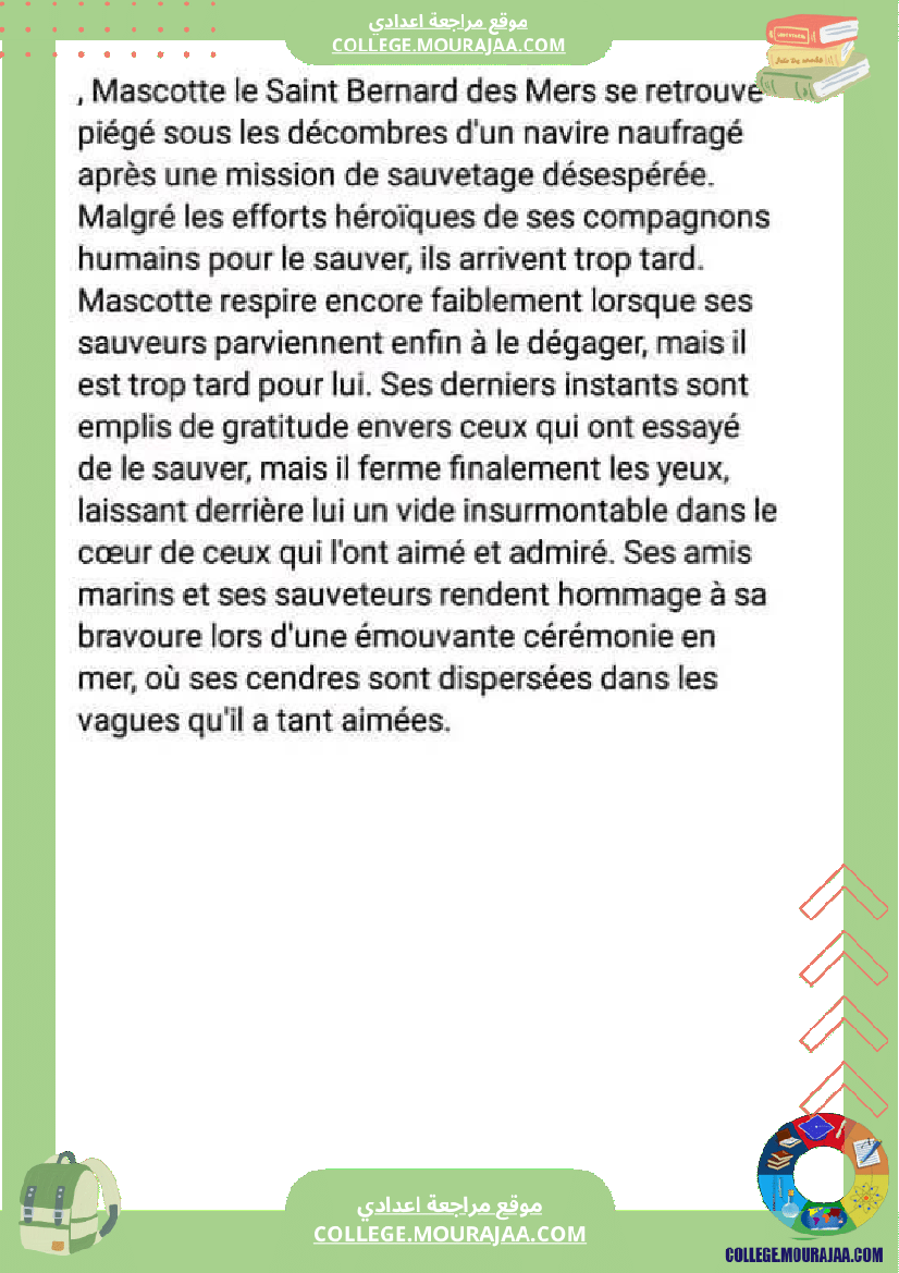 productions ecrites autres fins de mascotte le saint bernard des mers 7 eme