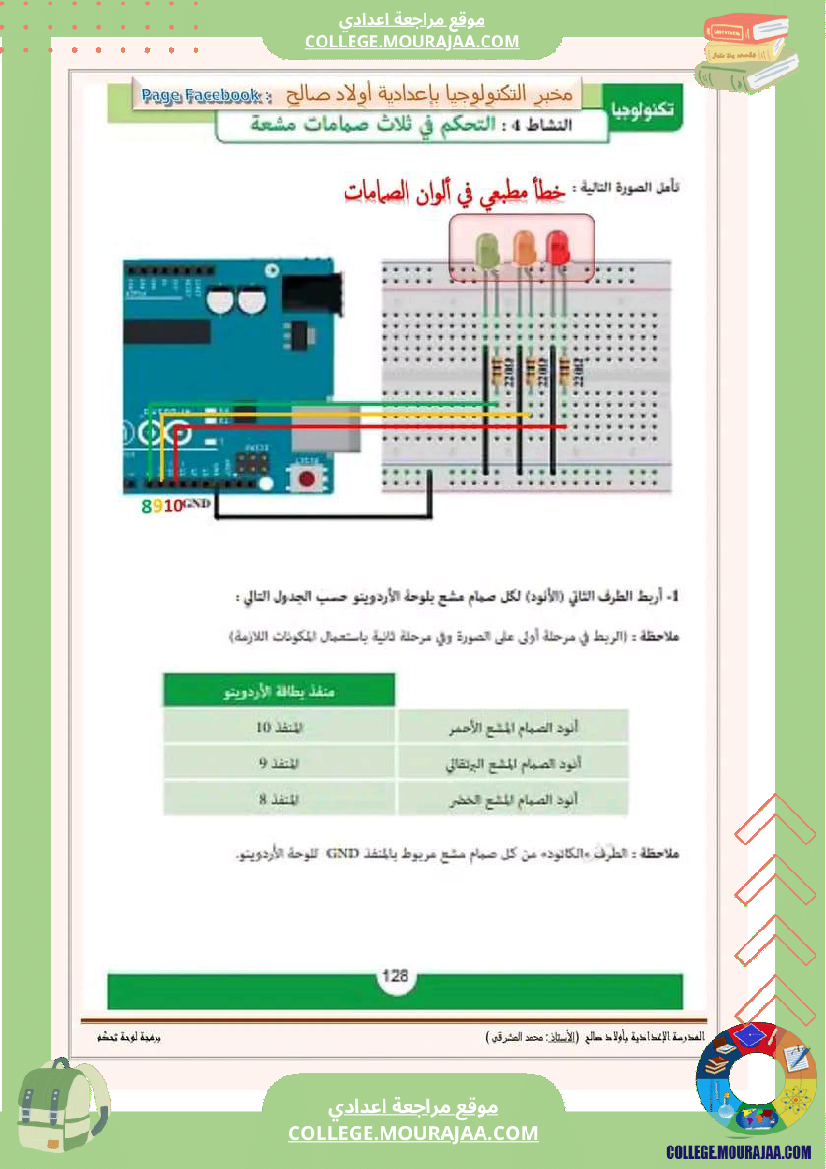 برمجة لوحة التحكم أردوينو  لمستوى 7 أساسي  مخبر التكنولوجيا ب