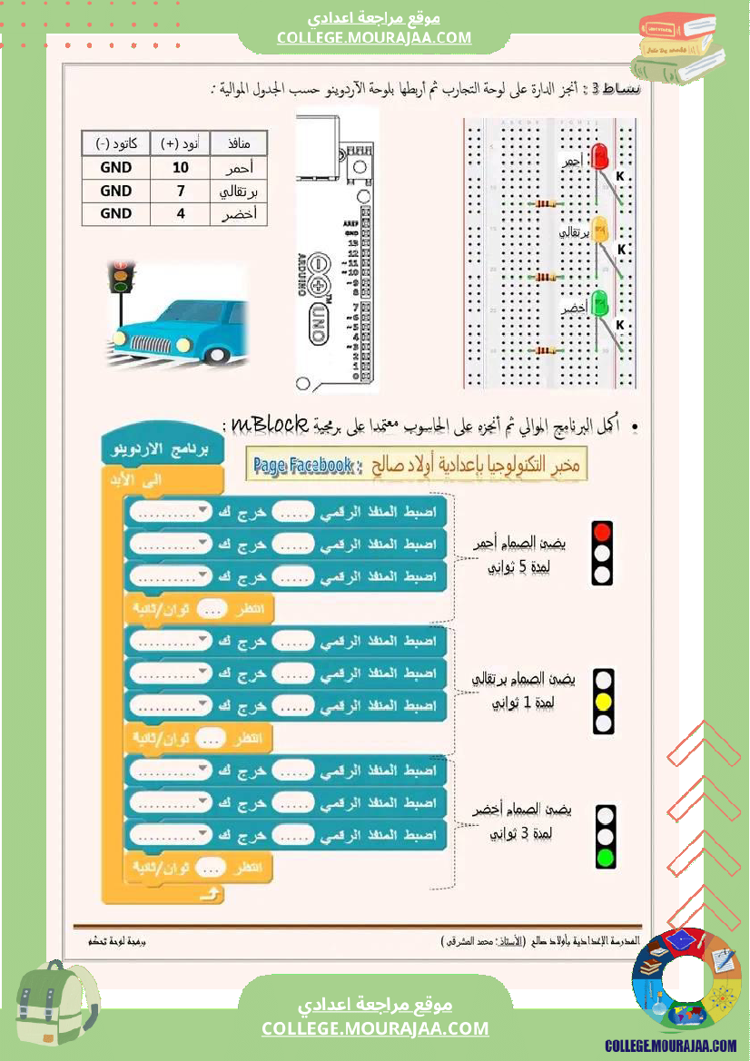 تربية تكنولوجية 7 أساسي برمجة لوحة التحكم أردوينو مخبر التكنولوجيا بإعدادية
