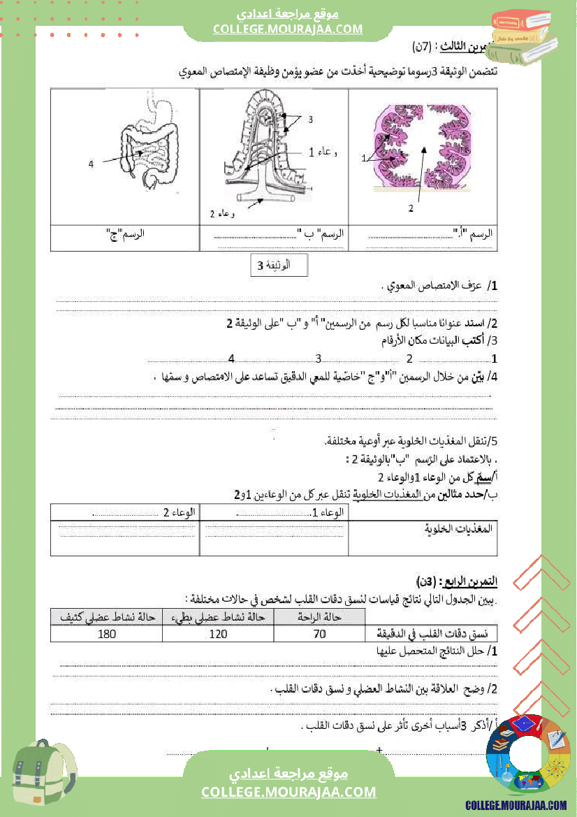 فرض مراقبة عدد2 سنة التاسعة نموذجي علوم