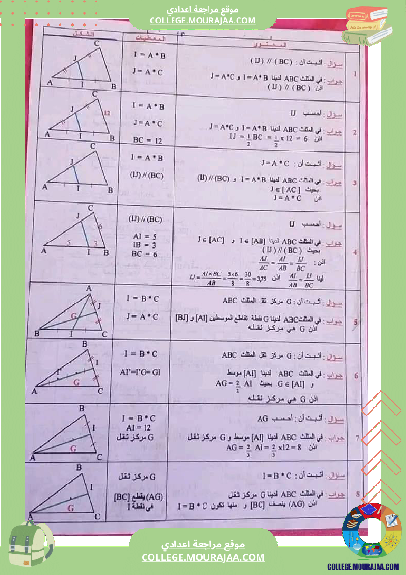 التاسعة_نموذجي_سوال_جواب_تلخيص_هندسة