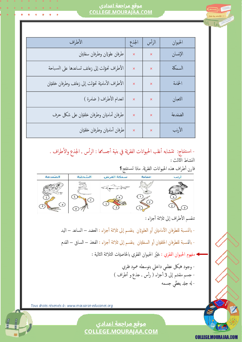 تنوّع_الحيوانات_الفقريّة_وتصنيفها_7_أساسي