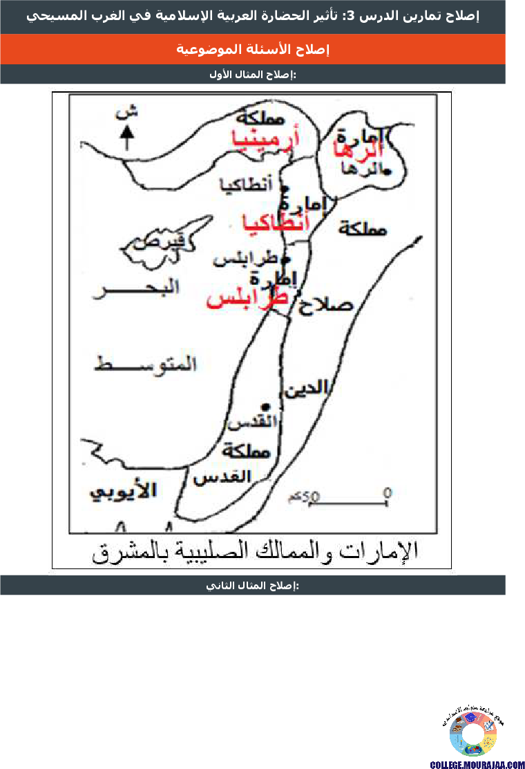 تأثير الحضارة العربية الإسلامية في الغرب المسيحي تمارين مع الاصلاح