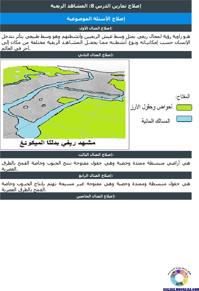 المشاهد الريفية تمارين مع الاصلاح