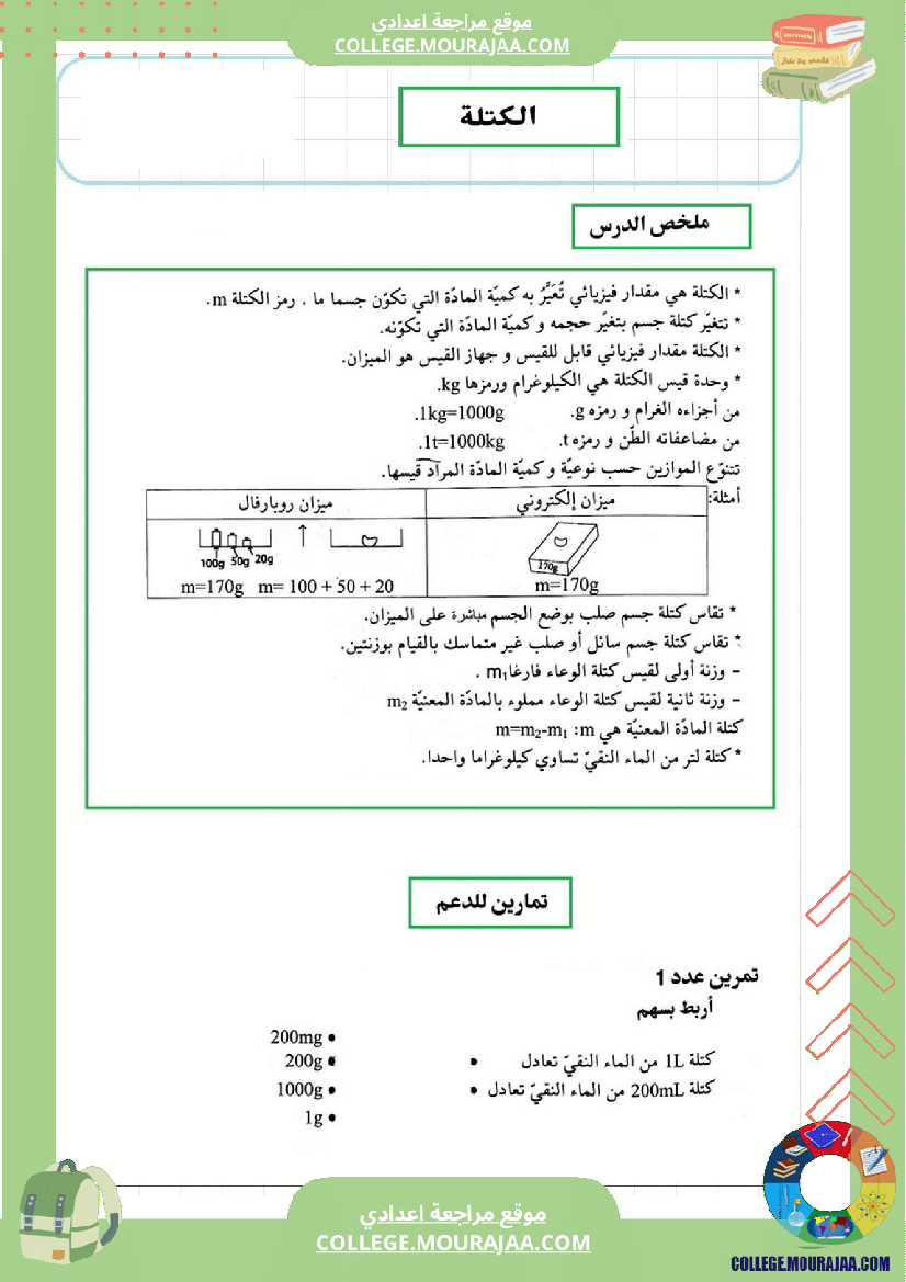 مراجعة و دروس الفيزياء الثلاثي الثاني سنة السابعة