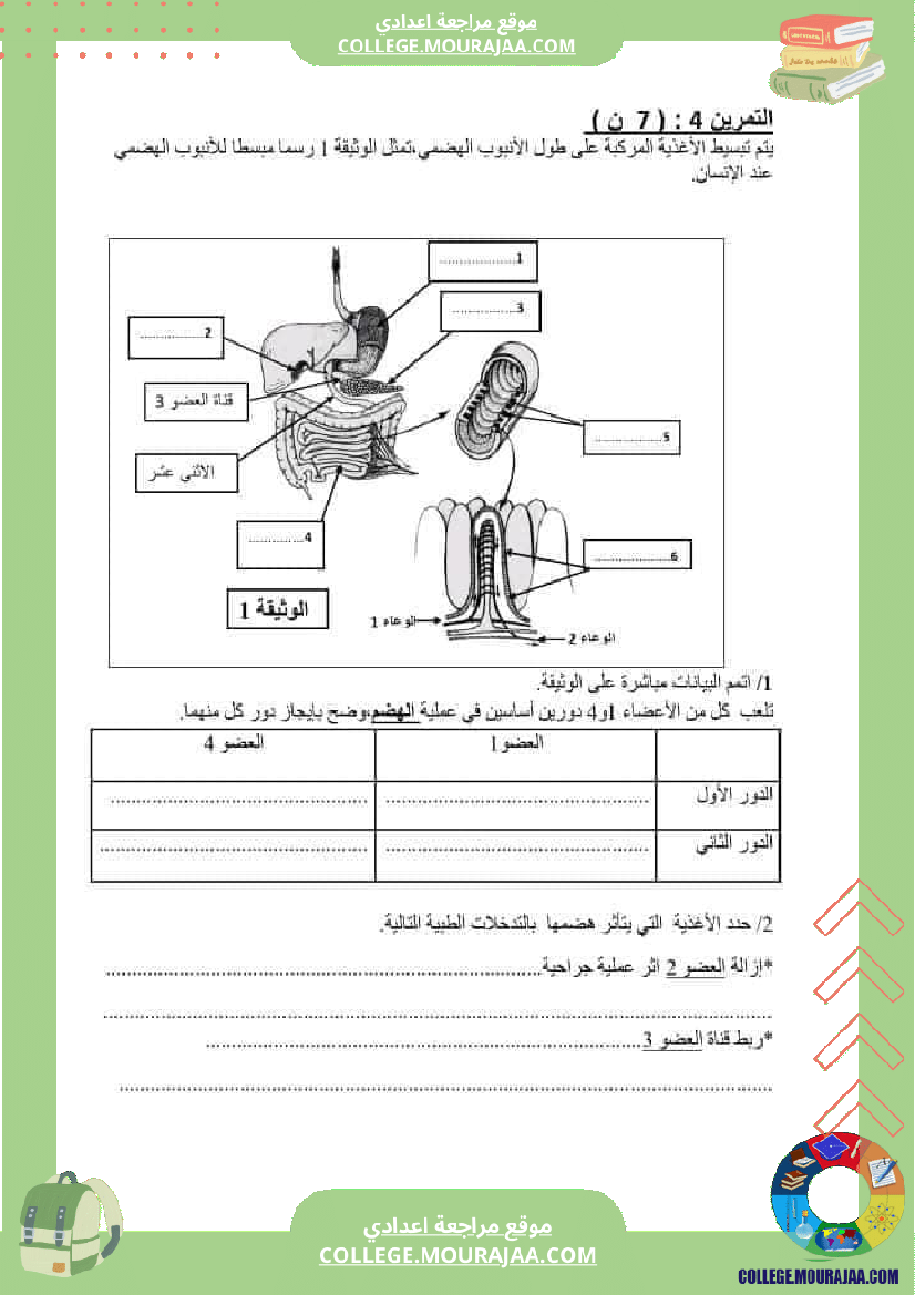 فرض مراقبة عدد2 علوم سنة التاسعة