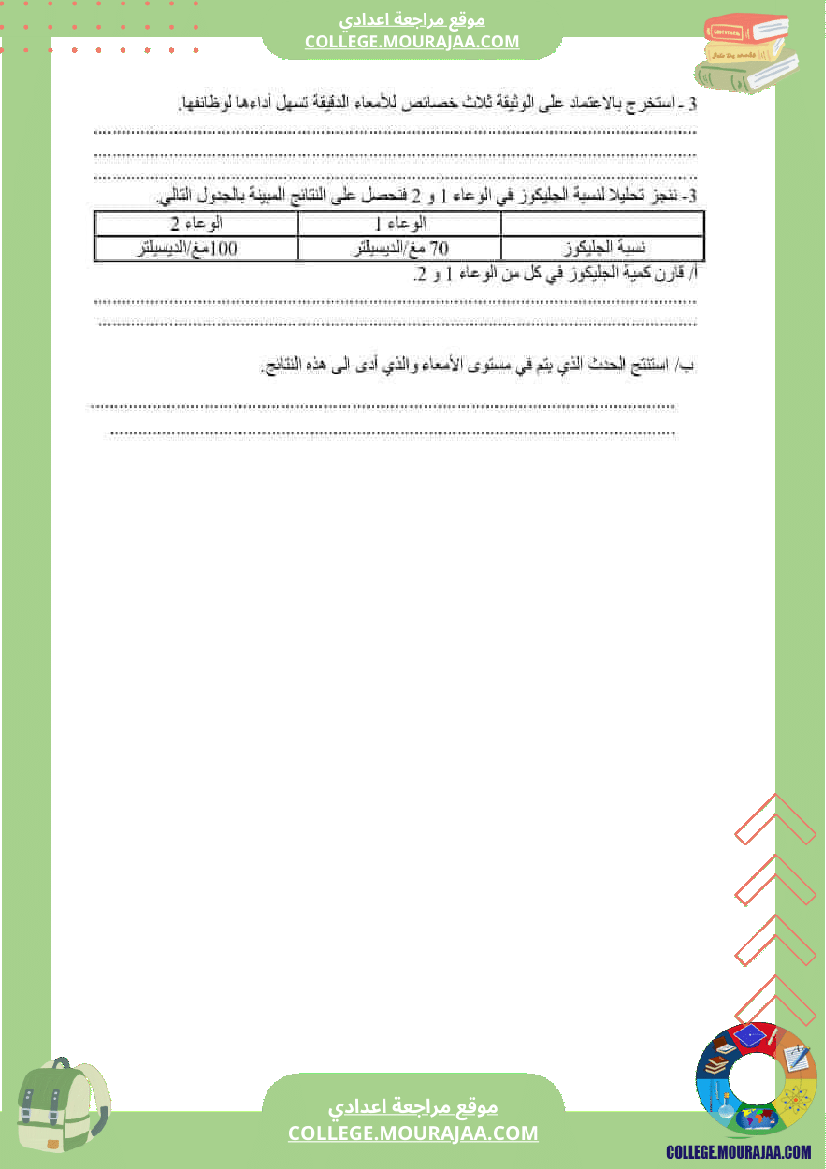 فرض مراقبة عدد2 علوم سنة التاسعة