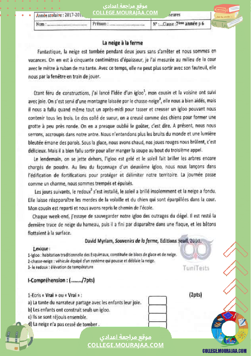 devoir francais 7éme