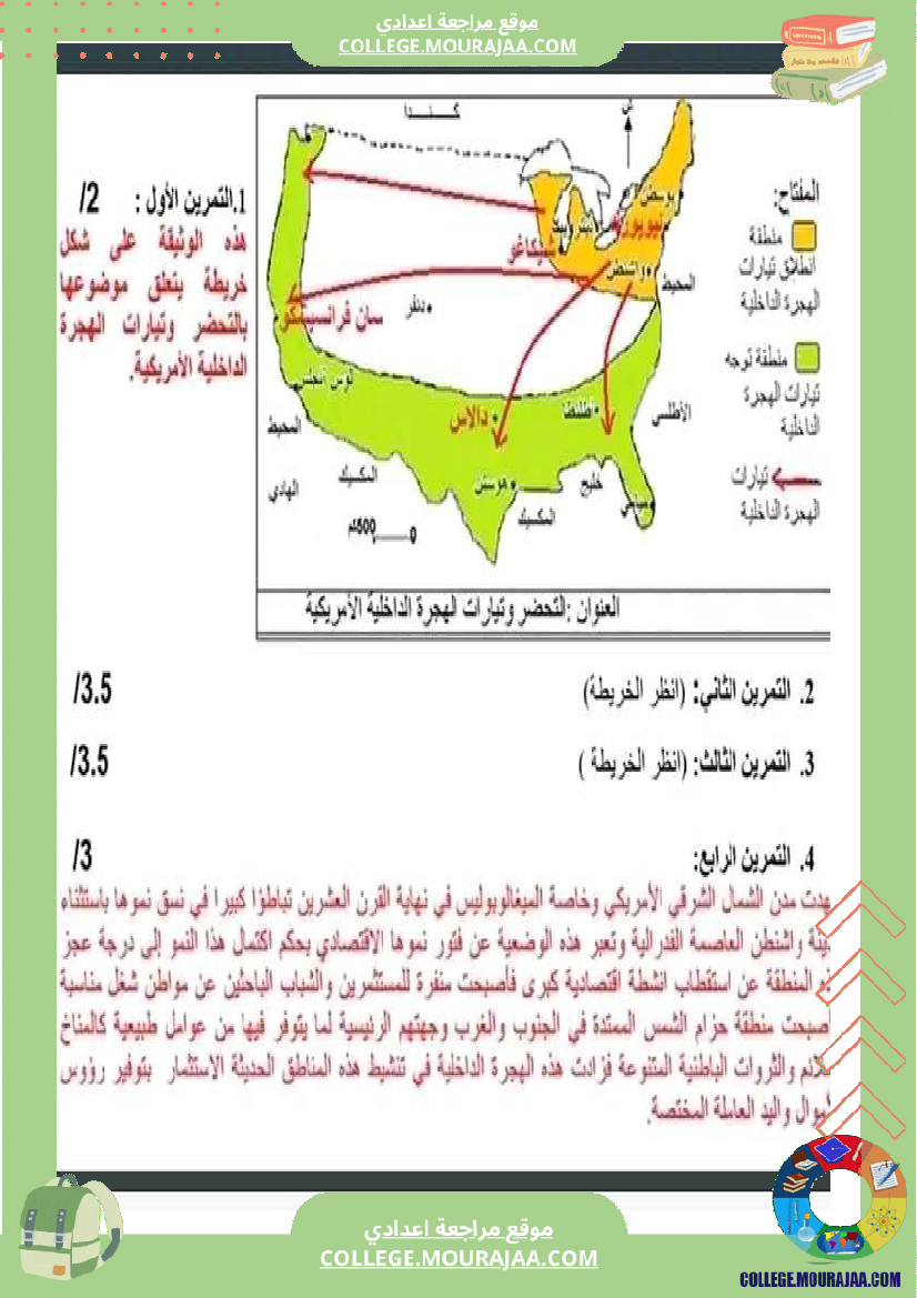 نماذج للفرض التا ليفي عدد1 مع الاصلاح في الجغرافيا للسنة الثامنة